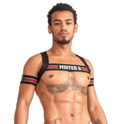 Mr B - Mister B Harnais élastique X-Back Noir-Rouge